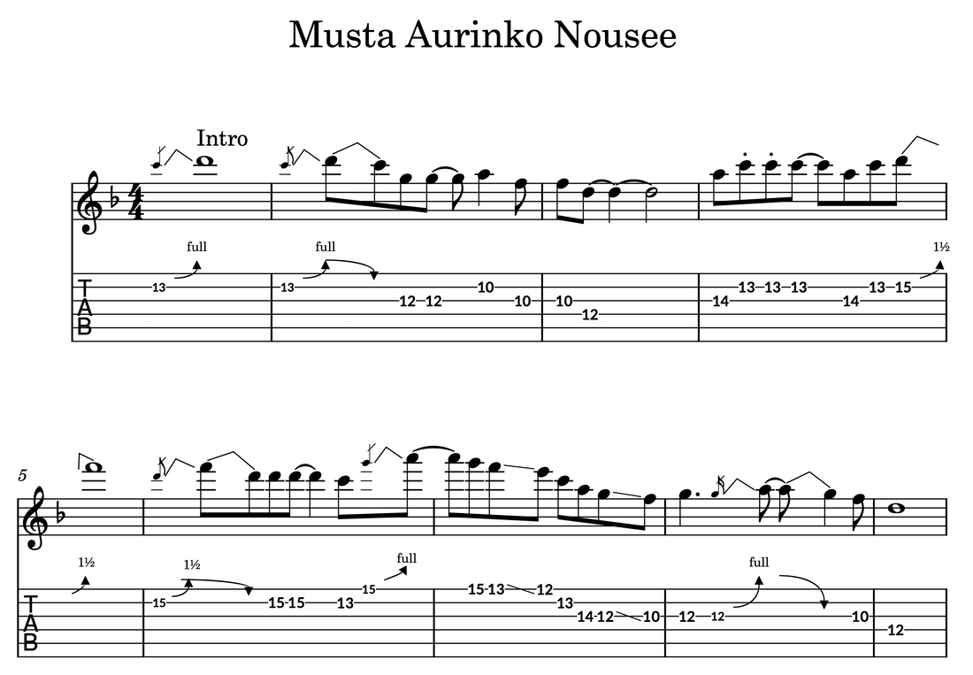 Musta aurinko nousee intro tabit